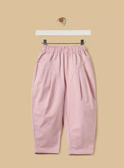 Bow Accent Barrel Fit Cotton Pants
