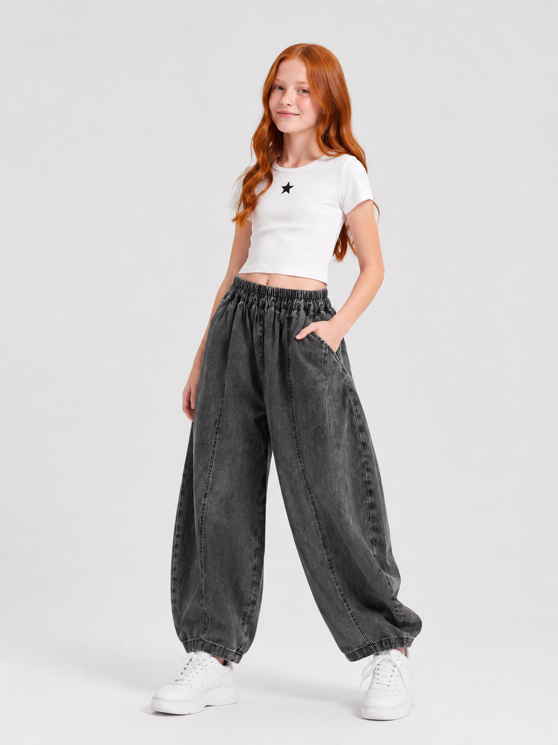 Loose Fit Baggy Jeans Denim Pants Charcoal Black